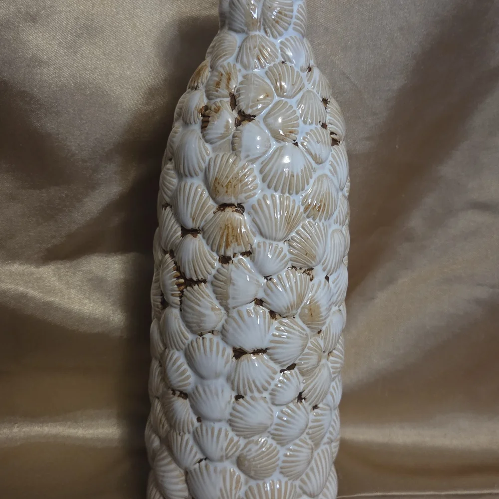 Coastal Seashell Encrusted Vase Home Decor Beach House Boho